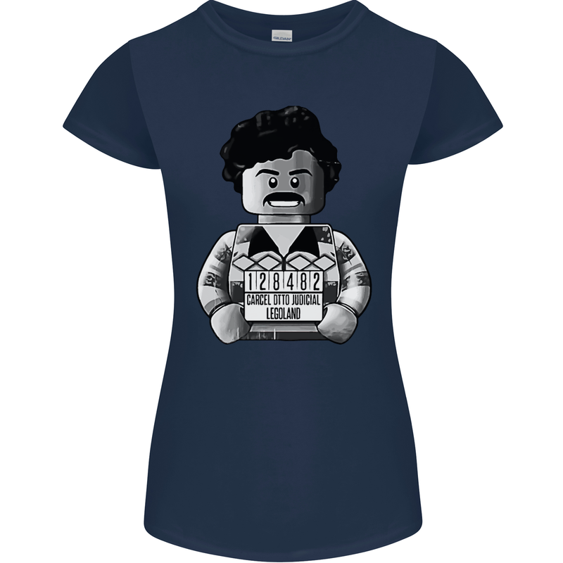 Pablo Escobar Womens Petite Cut T-Shirt Navy Blue