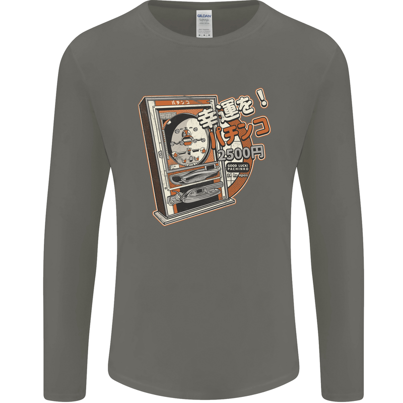 Pachinko Machine Arcade Game Pinball Mens Long Sleeve T-Shirt Charcoal