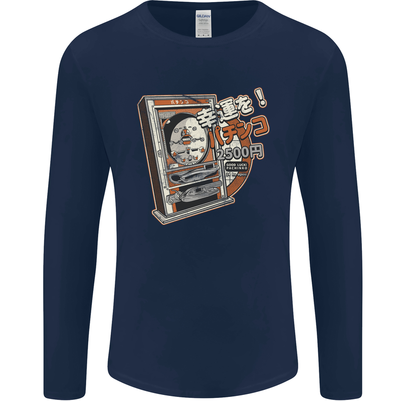 Pachinko Machine Arcade Game Pinball Mens Long Sleeve T-Shirt Navy Blue