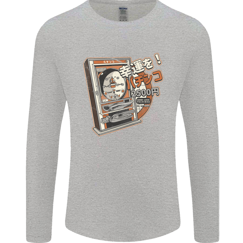 Pachinko Machine Arcade Game Pinball Mens Long Sleeve T-Shirt Sports Grey