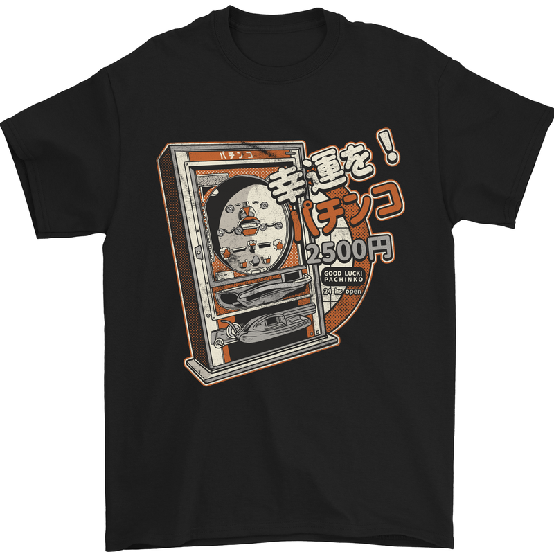 Pachinko Machine Arcade Game Pinball Mens T-Shirt Cotton Gildan Black