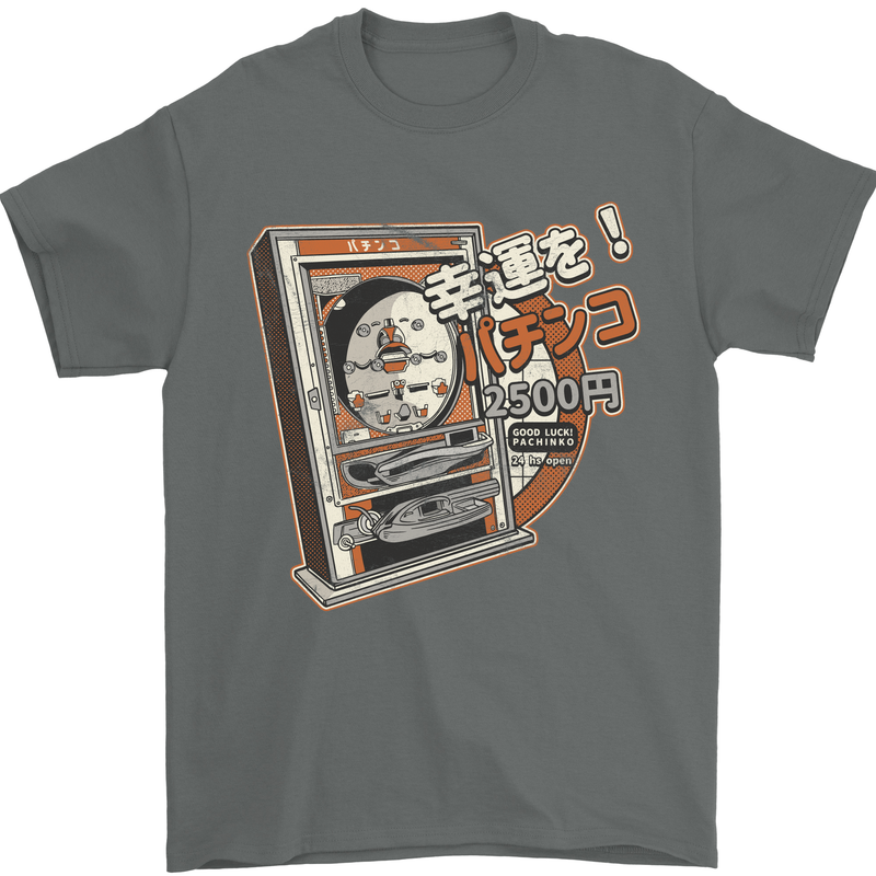 Pachinko Machine Arcade Game Pinball Mens T-Shirt Cotton Gildan Charcoal
