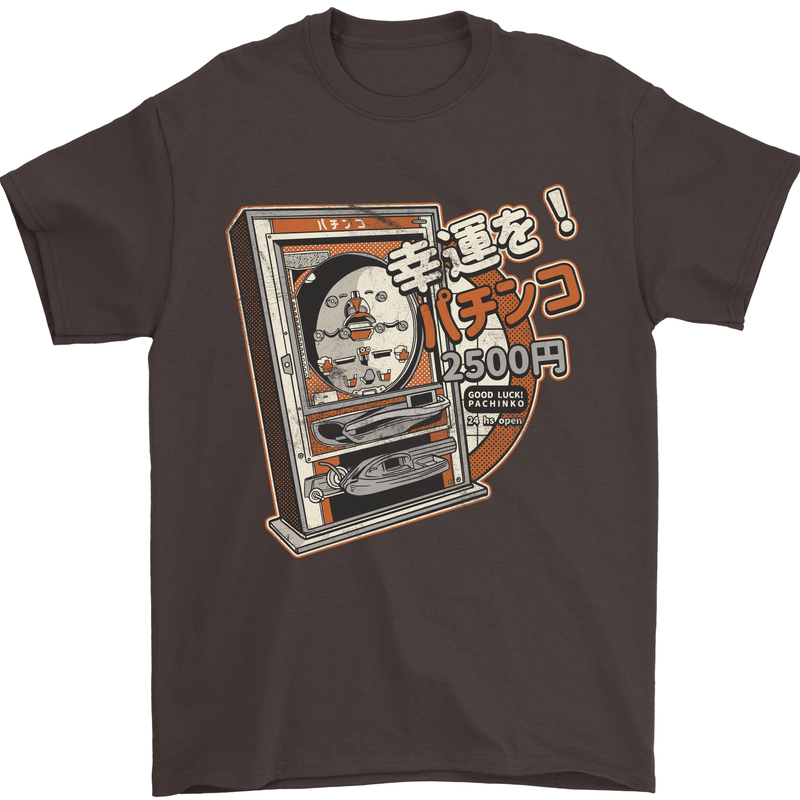 Pachinko Machine Arcade Game Pinball Mens T-Shirt Cotton Gildan Dark Chocolate