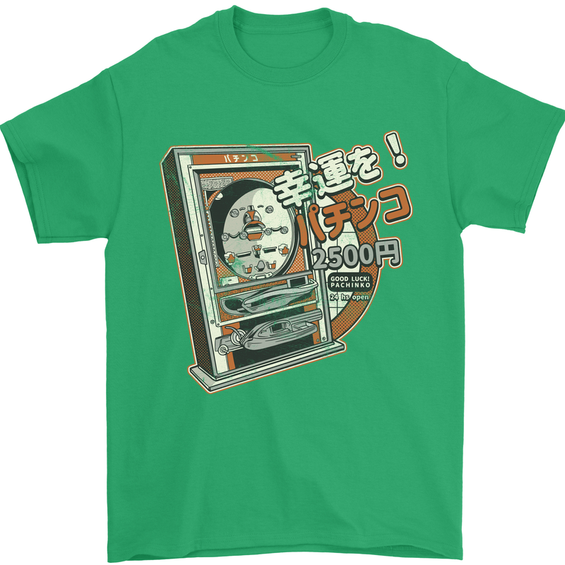 Pachinko Machine Arcade Game Pinball Mens T-Shirt Cotton Gildan Irish Green