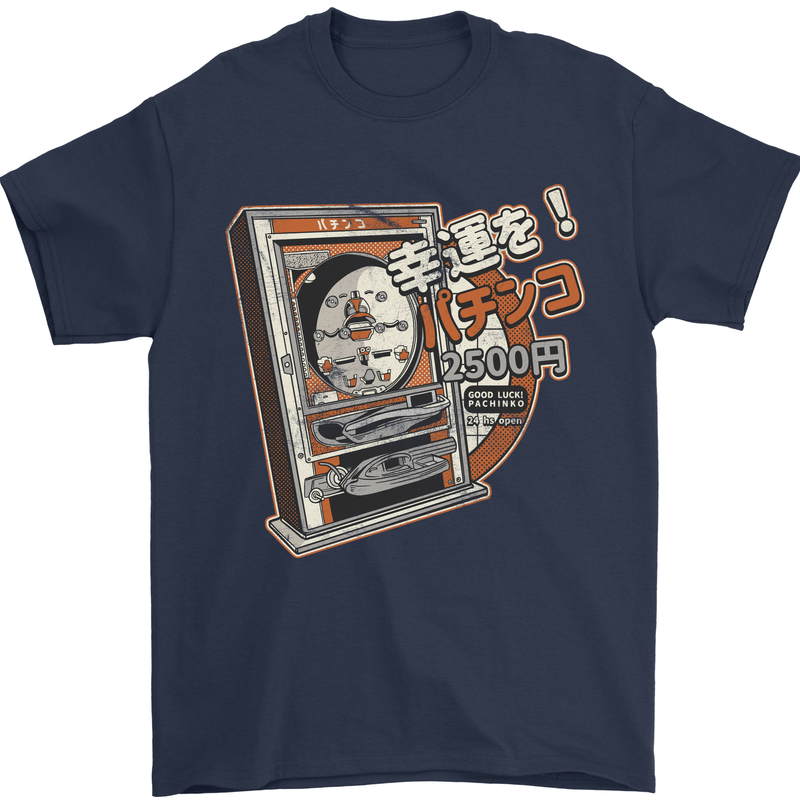 Pachinko Machine Arcade Game Pinball Mens T-Shirt Cotton Gildan Navy Blue
