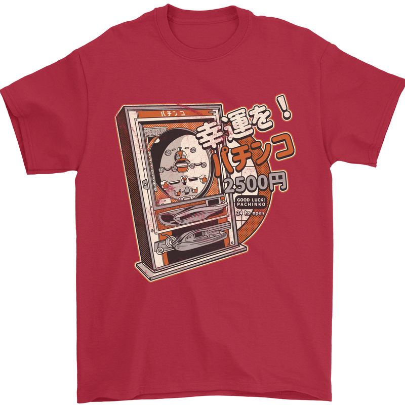 Pachinko Machine Arcade Game Pinball Mens T-Shirt Cotton Gildan Red