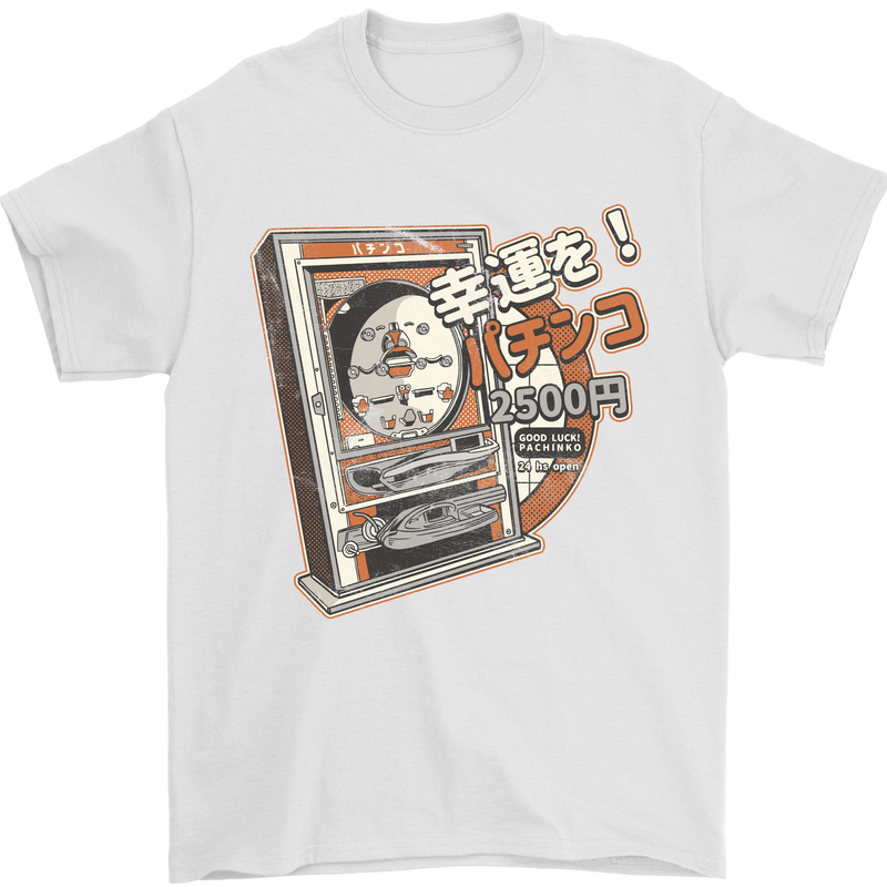 Pachinko Machine Arcade Game Pinball Mens T-Shirt Cotton Gildan White