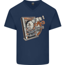 Pachinko Machine Arcade Game Pinball Mens V-Neck Cotton T-Shirt Navy Blue