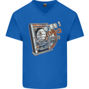 Pachinko Machine Arcade Game Pinball Mens V-Neck Cotton T-Shirt Royal Blue
