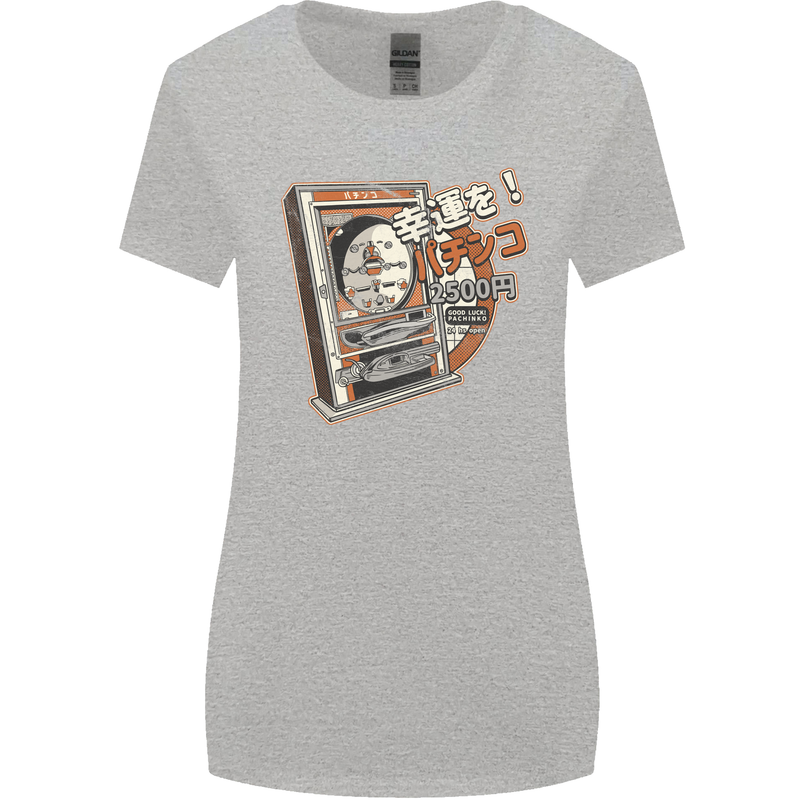 Pachinko Machine Arcade Game Pinball Womens Wider Cut T-Shirt Sports Grey