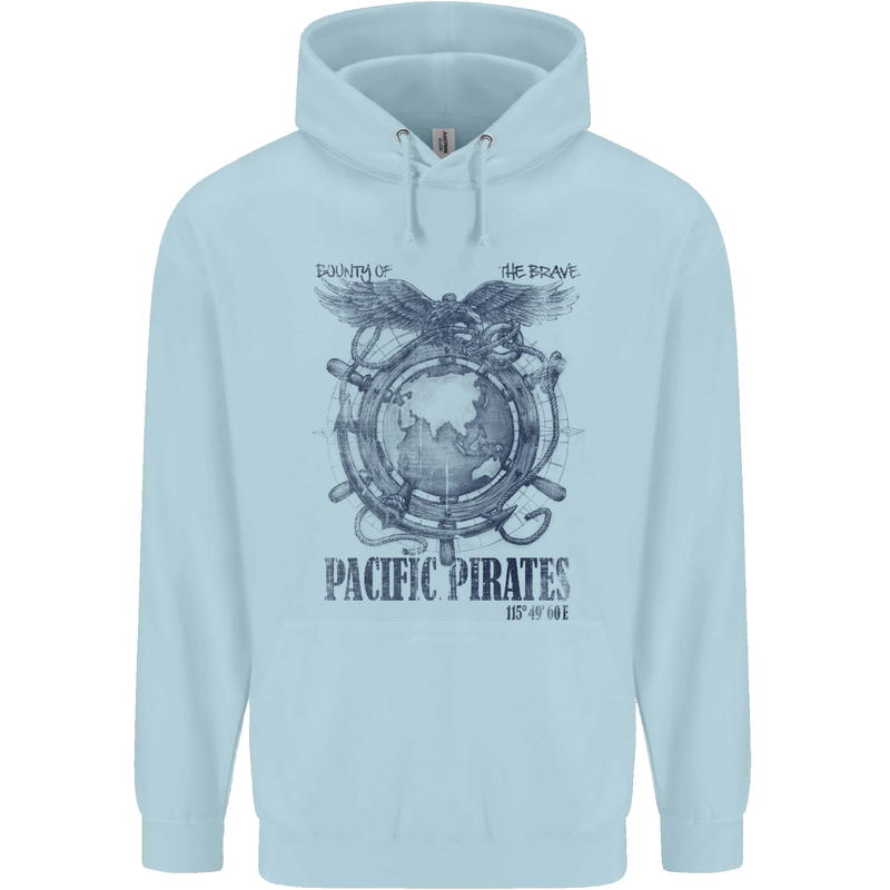 Pacific Pirates Sailing Sailor Boat Childrens Kids Hoodie Light Blue
