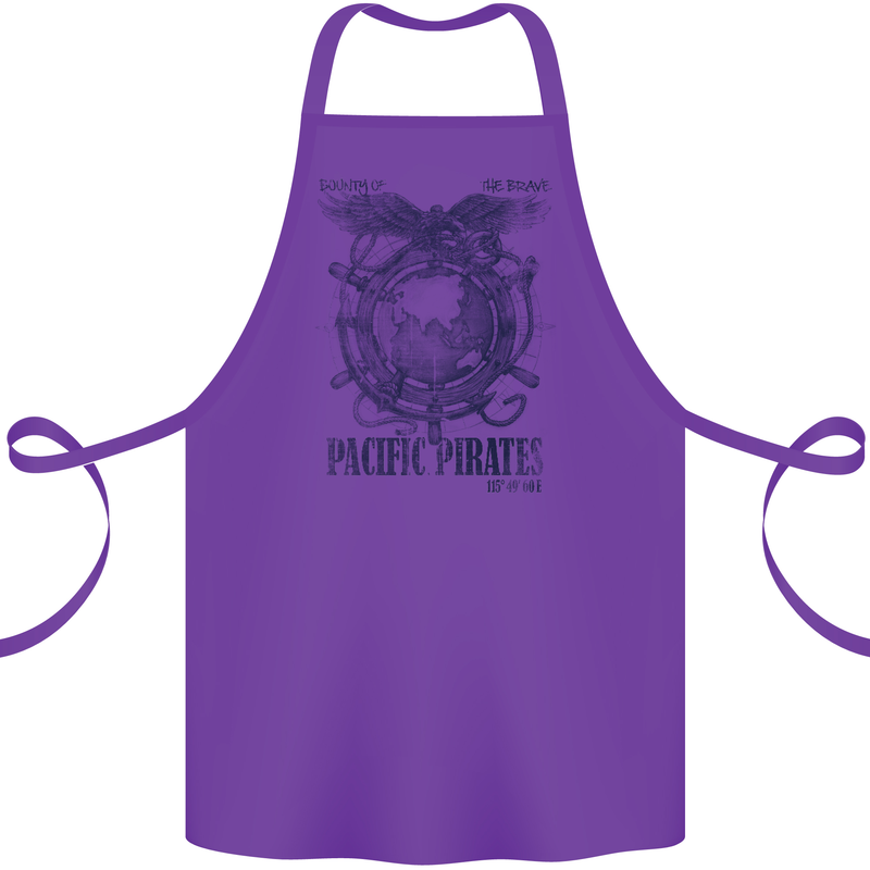 Pacific Pirates Sailing Sailor Boat Cotton Apron 100% Organic Purple