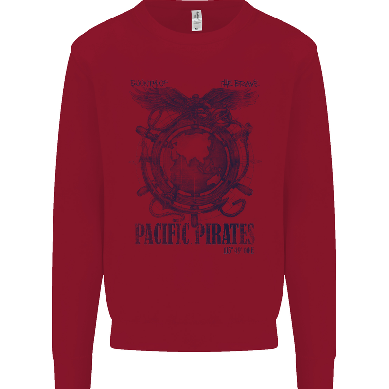 Pacific Pirates Sailing Sailor Boat Kids Sweatshirt Jumper Red