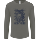 Pacific Pirates Sailing Sailor Boat Mens Long Sleeve T-Shirt Charcoal