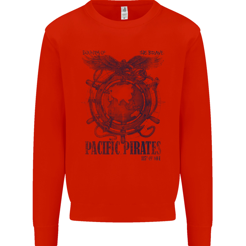Pacific Pirates Sailing Sailor Boat Mens Sweatshirt Jumper Bright Red