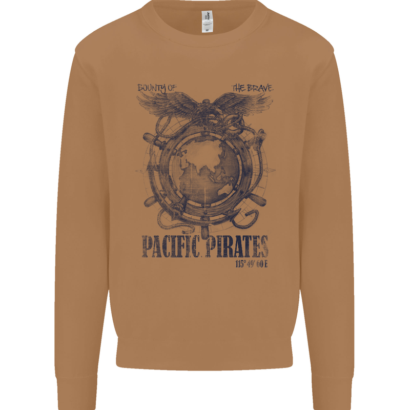 Pacific Pirates Sailing Sailor Boat Mens Sweatshirt Jumper Caramel Latte