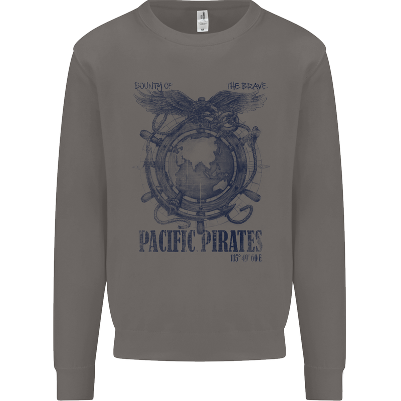 Pacific Pirates Sailing Sailor Boat Mens Sweatshirt Jumper Charcoal