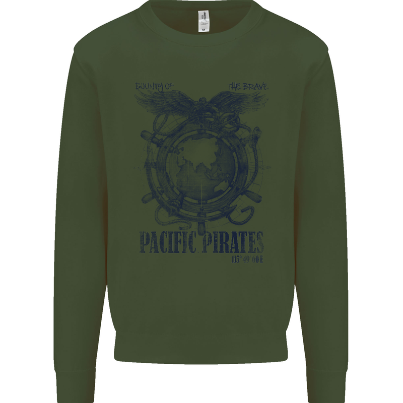 Pacific Pirates Sailing Sailor Boat Mens Sweatshirt Jumper Forest Green