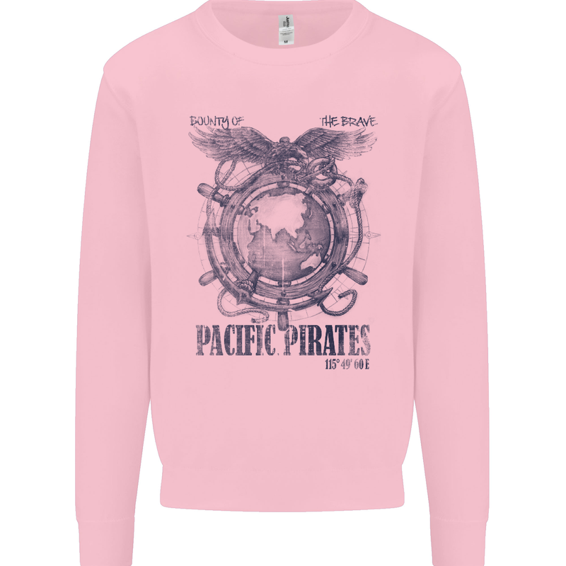 Pacific Pirates Sailing Sailor Boat Mens Sweatshirt Jumper Light Pink