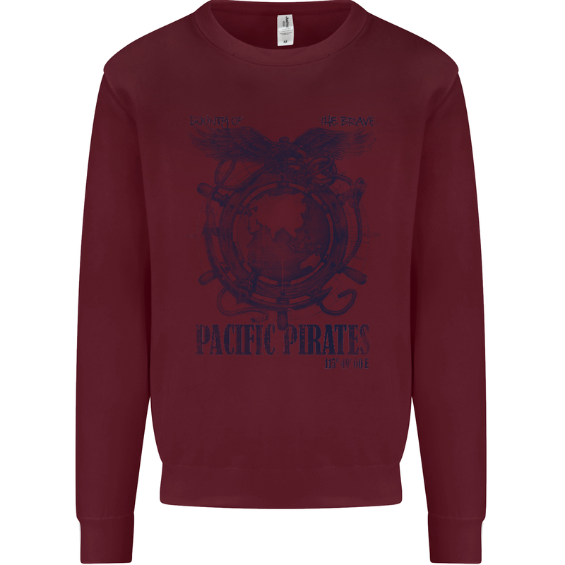 Pacific Pirates Sailing Sailor Boat Mens Sweatshirt Jumper Maroon