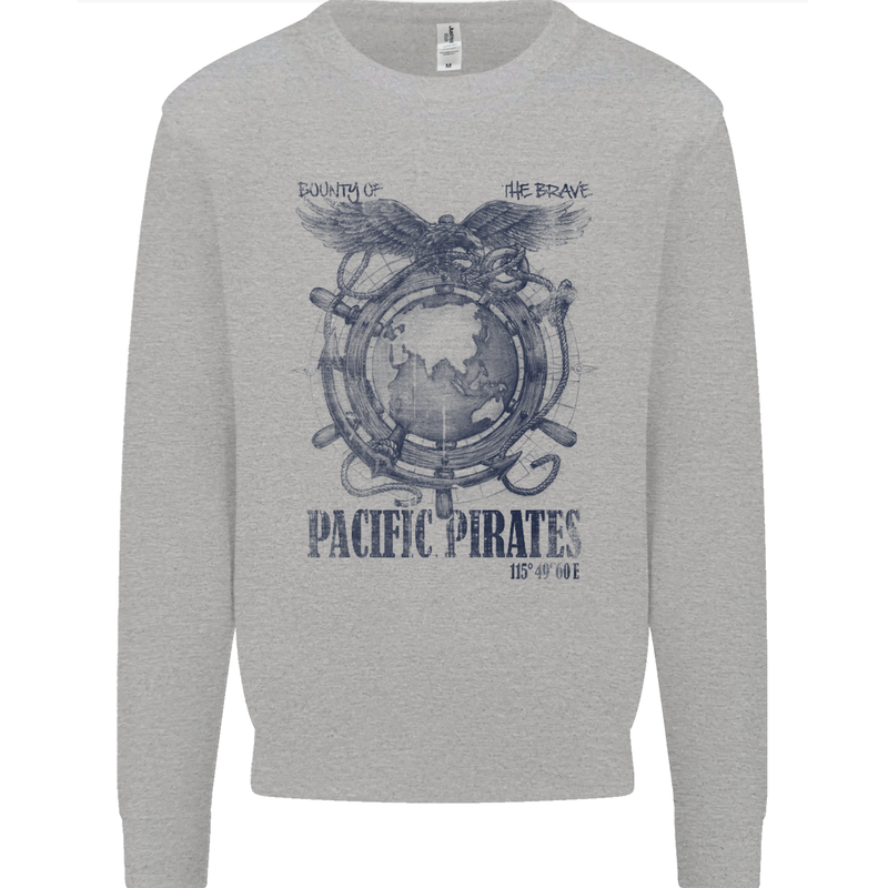 Pacific Pirates Sailing Sailor Boat Mens Sweatshirt Jumper Sports Grey
