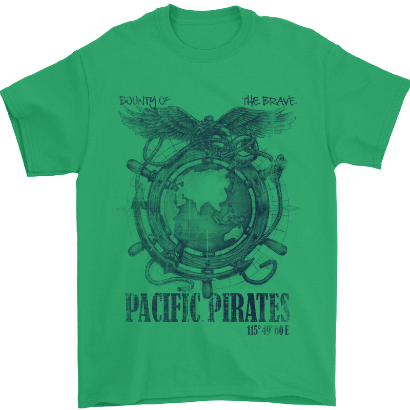 Pacific Pirates Sailing Sailor Boat Mens T-Shirt Cotton Gildan Irish Green