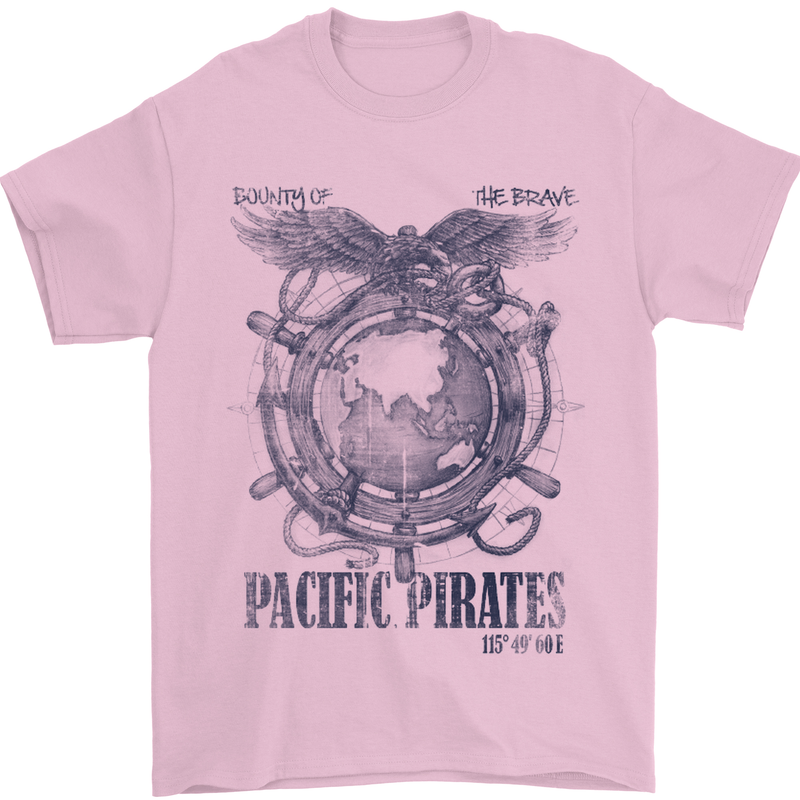 Pacific Pirates Sailing Sailor Boat Mens T-Shirt Cotton Gildan Light Pink
