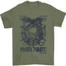 Pacific Pirates Sailing Sailor Boat Mens T-Shirt Cotton Gildan Military Green