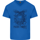 Pacific Pirates Sailing Sailor Boat Mens V-Neck Cotton T-Shirt Royal Blue