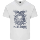 Pacific Pirates Sailing Sailor Boat Mens V-Neck Cotton T-Shirt White