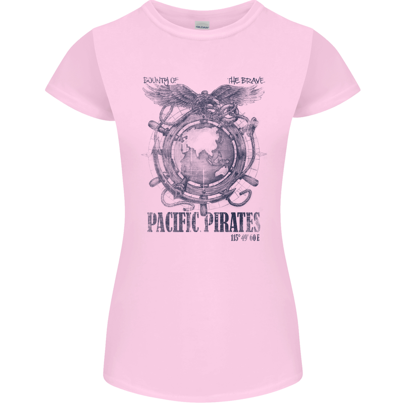 Pacific Pirates Sailing Sailor Boat Womens Petite Cut T-Shirt Light Pink