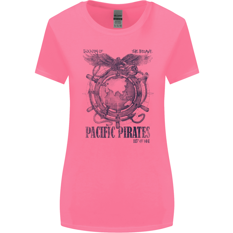 Pacific Pirates Sailing Sailor Boat Womens Wider Cut T-Shirt Azalea