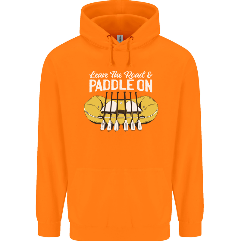 Paddle On Funny White Water Rafting Dinghy Childrens Kids Hoodie Orange