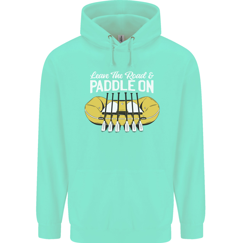 Paddle On Funny White Water Rafting Dinghy Childrens Kids Hoodie Peppermint