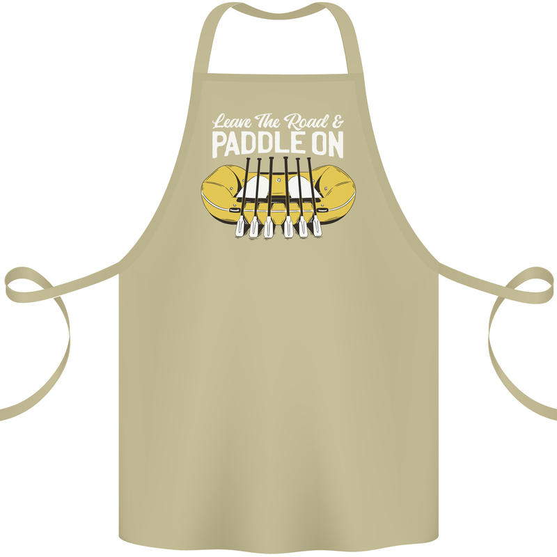 Paddle On Funny White Water Rafting Dinghy Cotton Apron 100% Organic Khaki