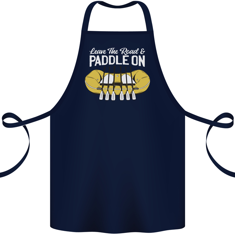 Paddle On Funny White Water Rafting Dinghy Cotton Apron 100% Organic Navy Blue