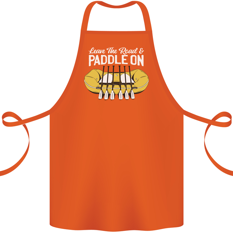 Paddle On Funny White Water Rafting Dinghy Cotton Apron 100% Organic Orange