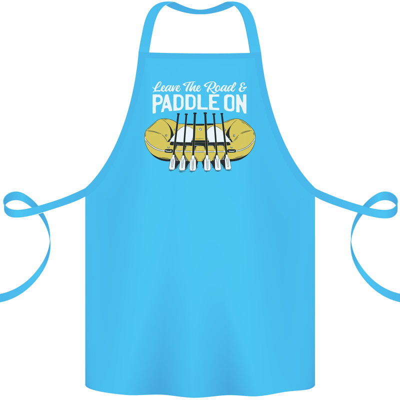 Paddle On Funny White Water Rafting Dinghy Cotton Apron 100% Organic Turquoise