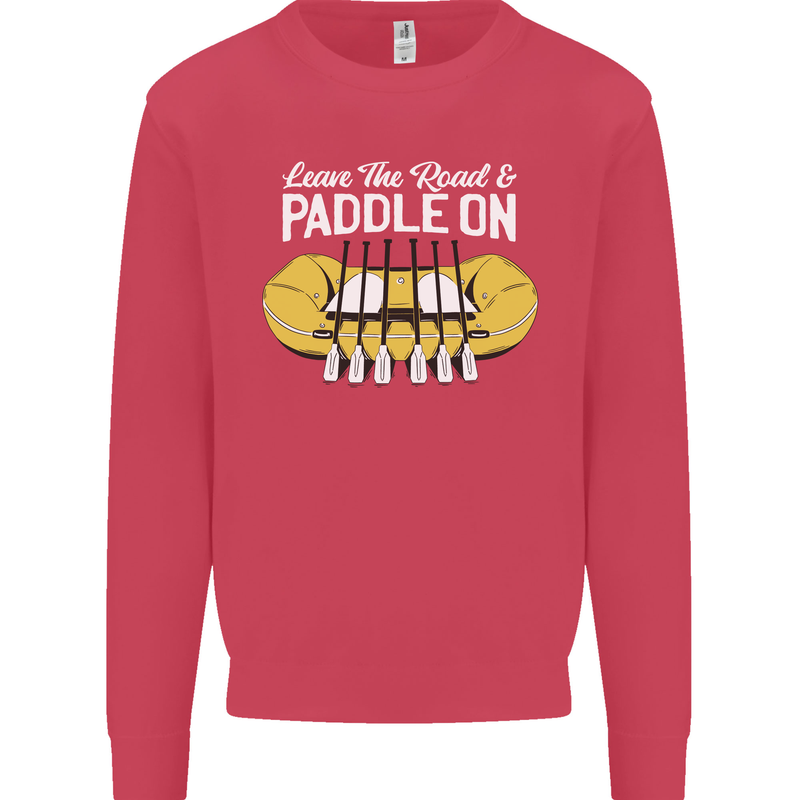 Paddle On Funny White Water Rafting Dinghy Kids Sweatshirt Jumper Heliconia