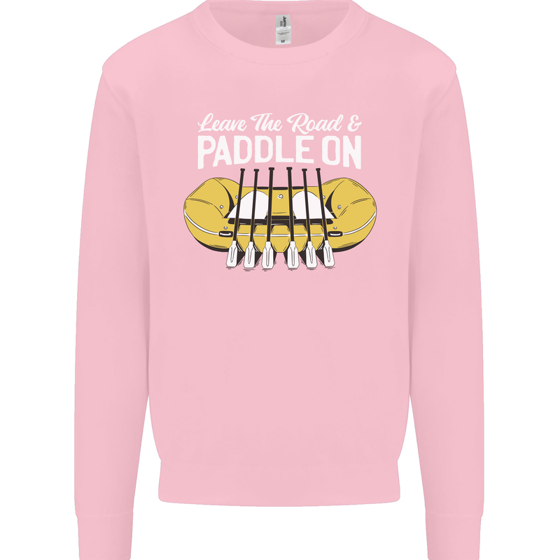 Paddle On Funny White Water Rafting Dinghy Kids Sweatshirt Jumper Light Pink