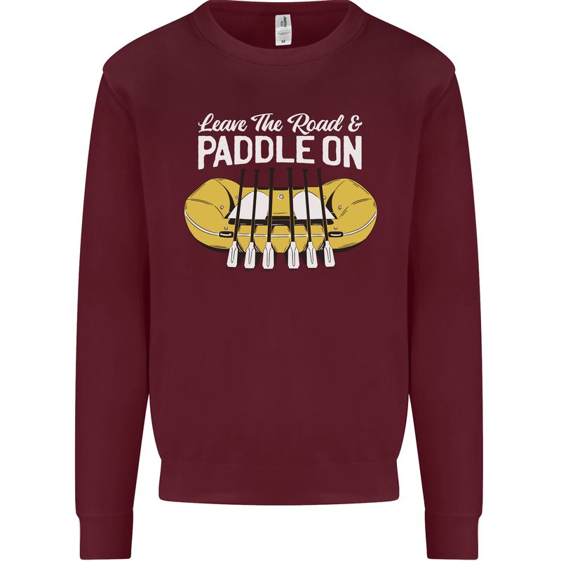 Paddle On Funny White Water Rafting Dinghy Kids Sweatshirt Jumper Maroon