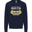 Paddle On Funny White Water Rafting Dinghy Kids Sweatshirt Jumper Navy Blue