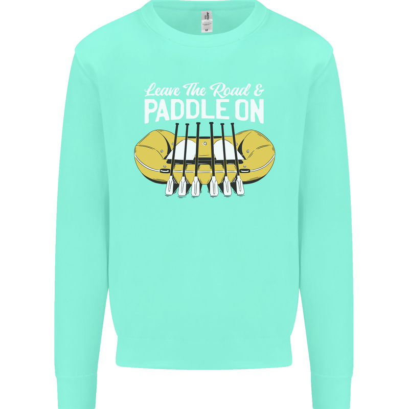 Paddle On Funny White Water Rafting Dinghy Kids Sweatshirt Jumper Peppermint
