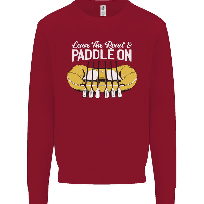 Paddle On Funny White Water Rafting Dinghy Kids Sweatshirt Jumper Red