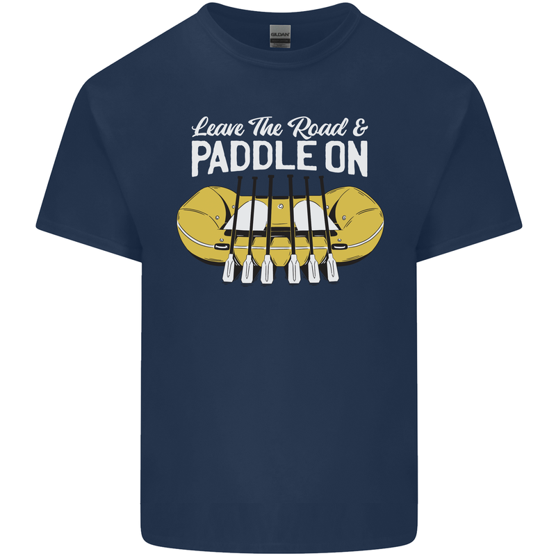 Paddle On Funny White Water Rafting Dinghy Kids T-Shirt Childrens Navy Blue