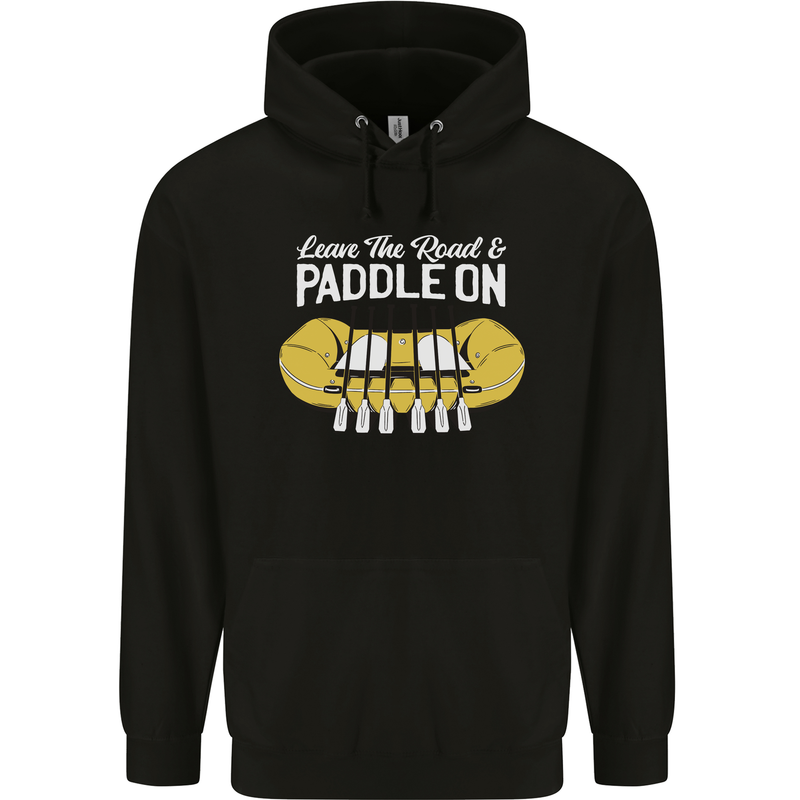 Paddle On Funny White Water Rafting Dinghy Mens 80% Cotton Hoodie Black