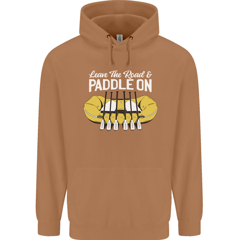 Paddle On Funny White Water Rafting Dinghy Mens 80% Cotton Hoodie Caramel Latte