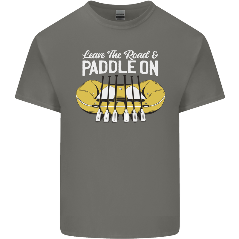 Paddle On Funny White Water Rafting Dinghy Mens Cotton T-Shirt Tee Top Charcoal