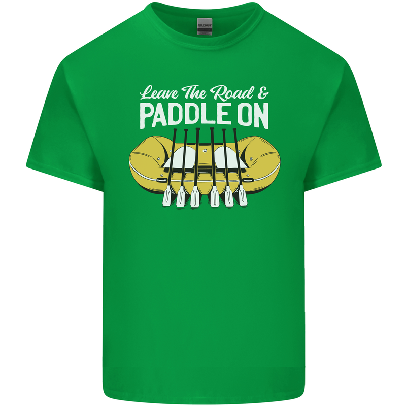 Paddle On Funny White Water Rafting Dinghy Mens Cotton T-Shirt Tee Top Irish Green