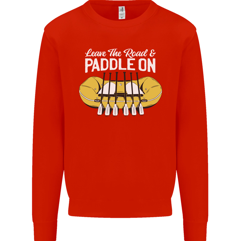 Paddle On Funny White Water Rafting Dinghy Mens Sweatshirt Jumper Bright Red